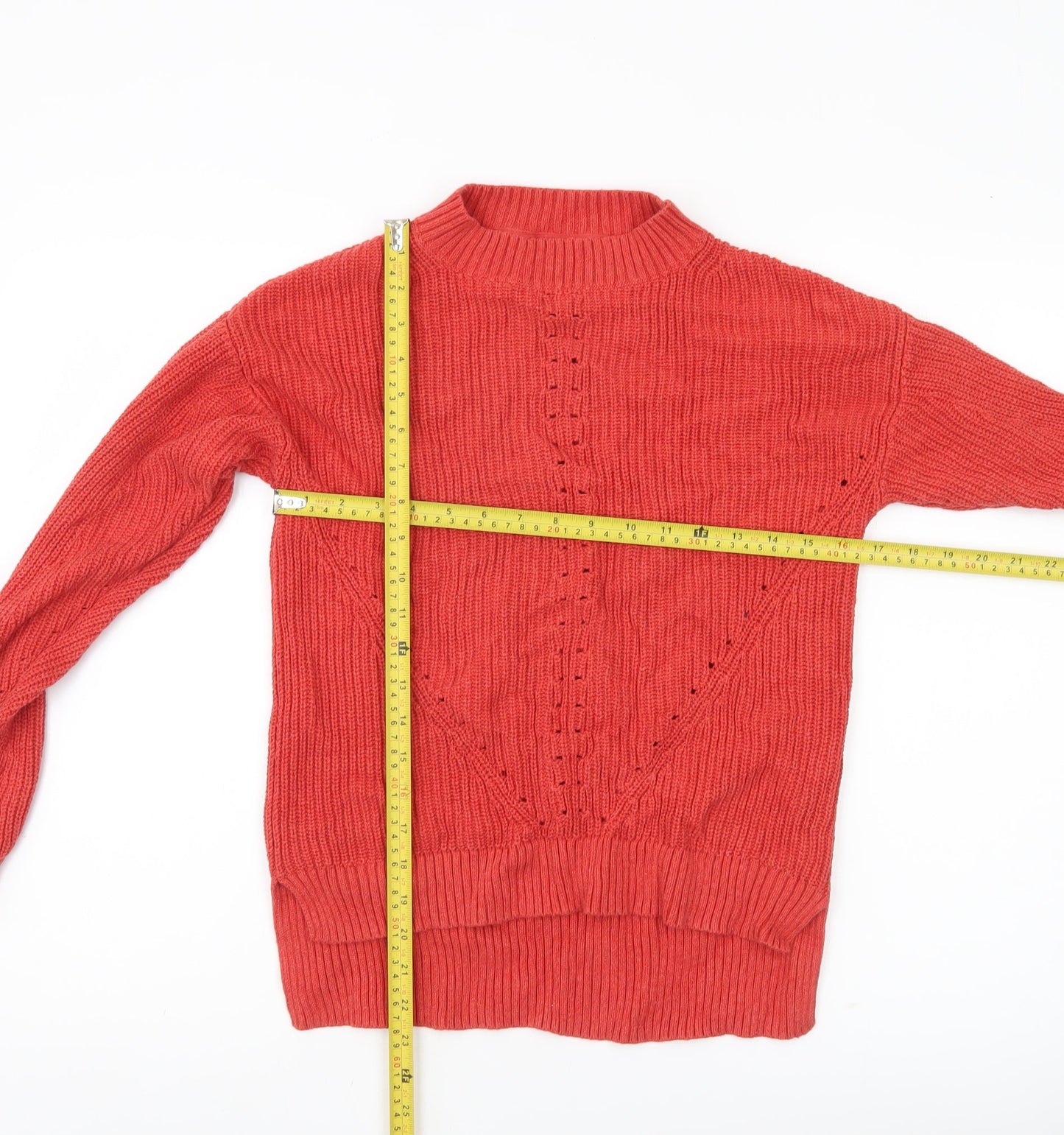 Fat Face Womens Red Cotton Mock Neck Jumper Size 6