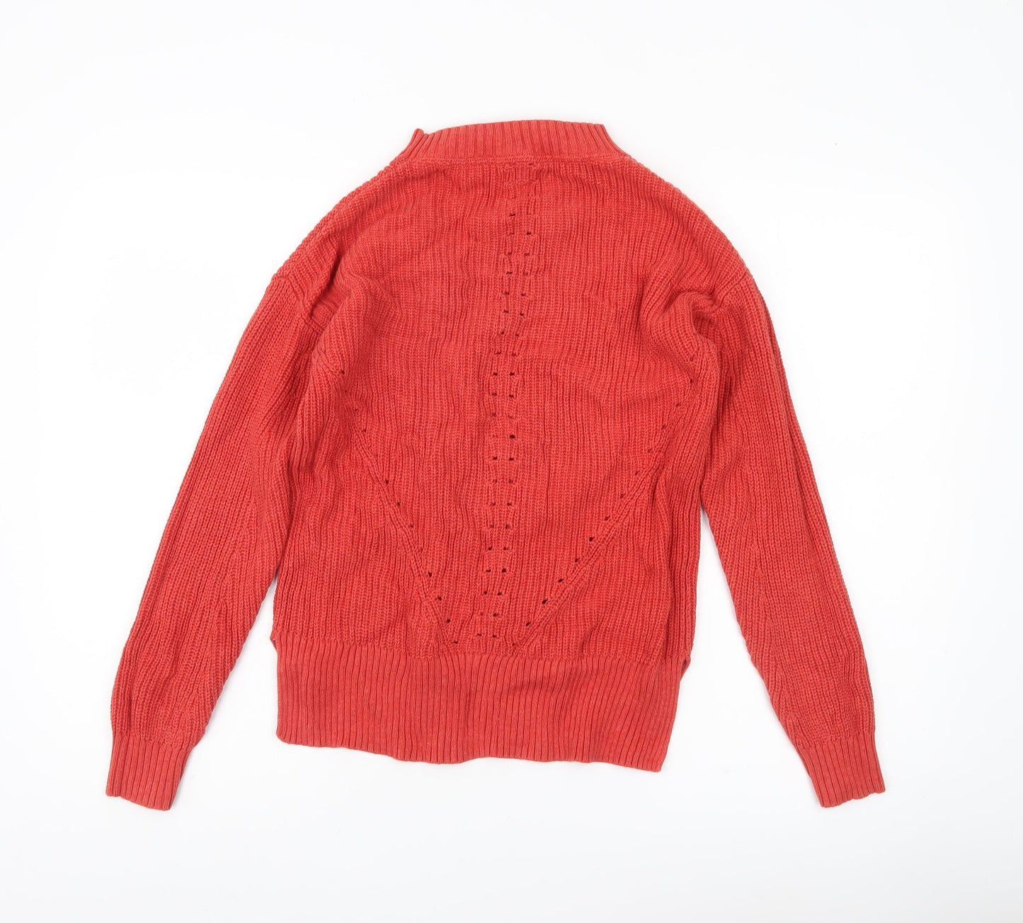 Fat Face Womens Red Cotton Mock Neck Jumper Size 6