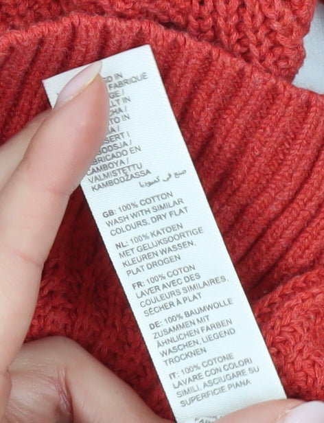 Fat Face Womens Red Cotton Mock Neck Jumper Size 6