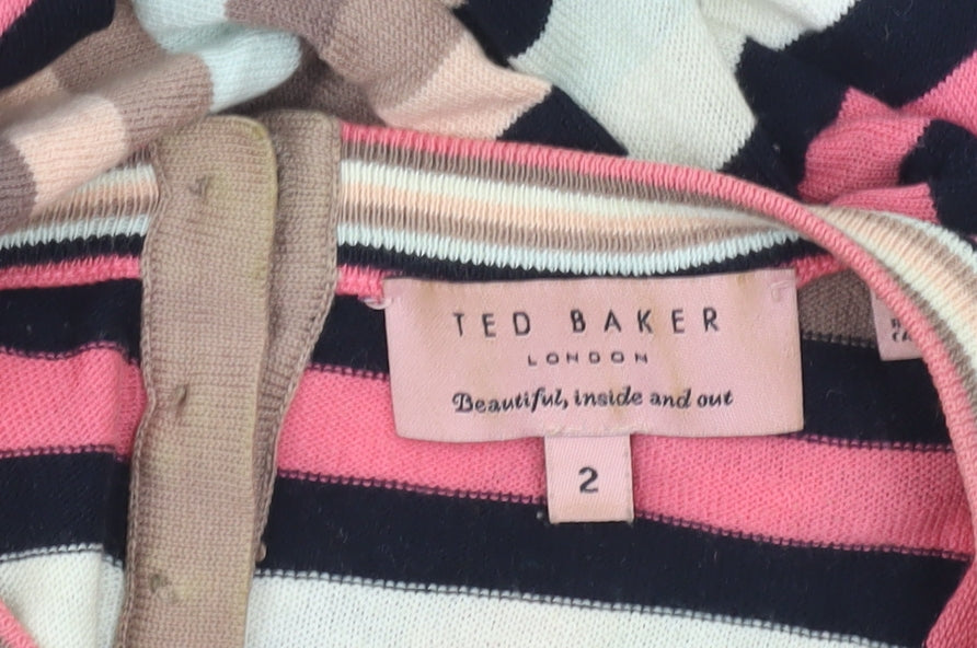 Ted Baker Women's Multicoloured Stripe Cotton Jumper Size 10