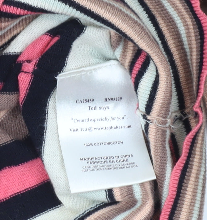 Ted Baker Women's Multicoloured Stripe Cotton Jumper Size 10