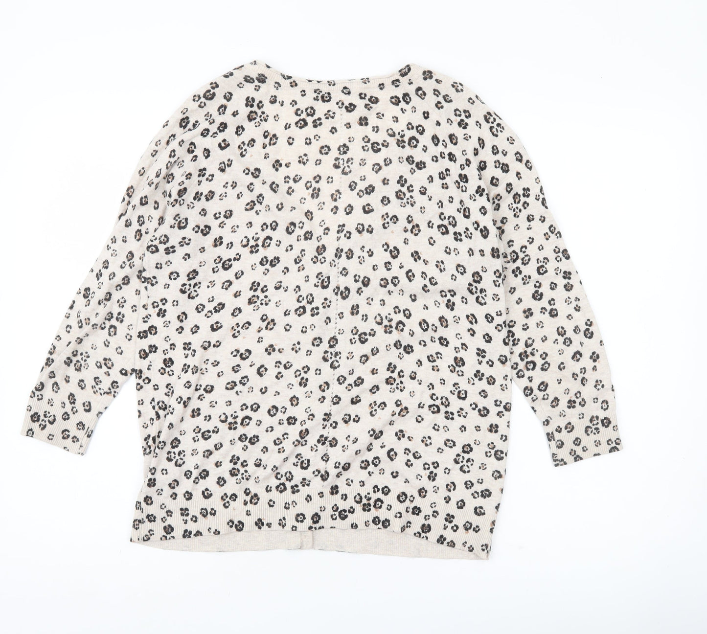 Fat Face Women’s Beige Leopard Print Cotton Cardigan Size 12