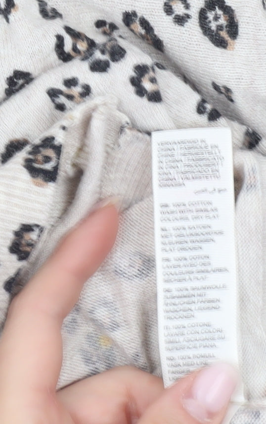 Fat Face Women’s Beige Leopard Print Cotton Cardigan Size 12