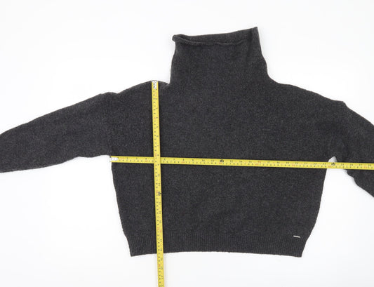 Superdry Womens Grey Roll Neck Jumper Size 14 Wool Blend
