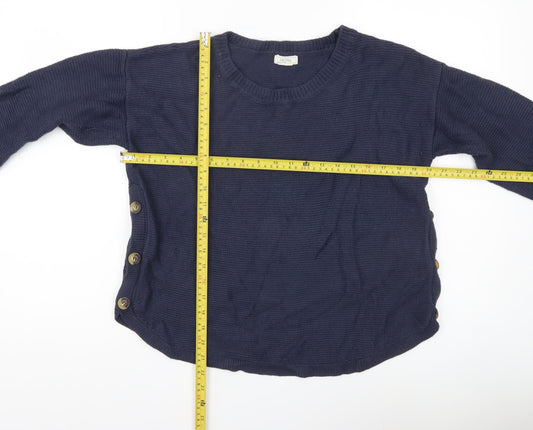 Fat Face Women’s Blue Crew Neck Button Jumper UK 12 Regular Fit