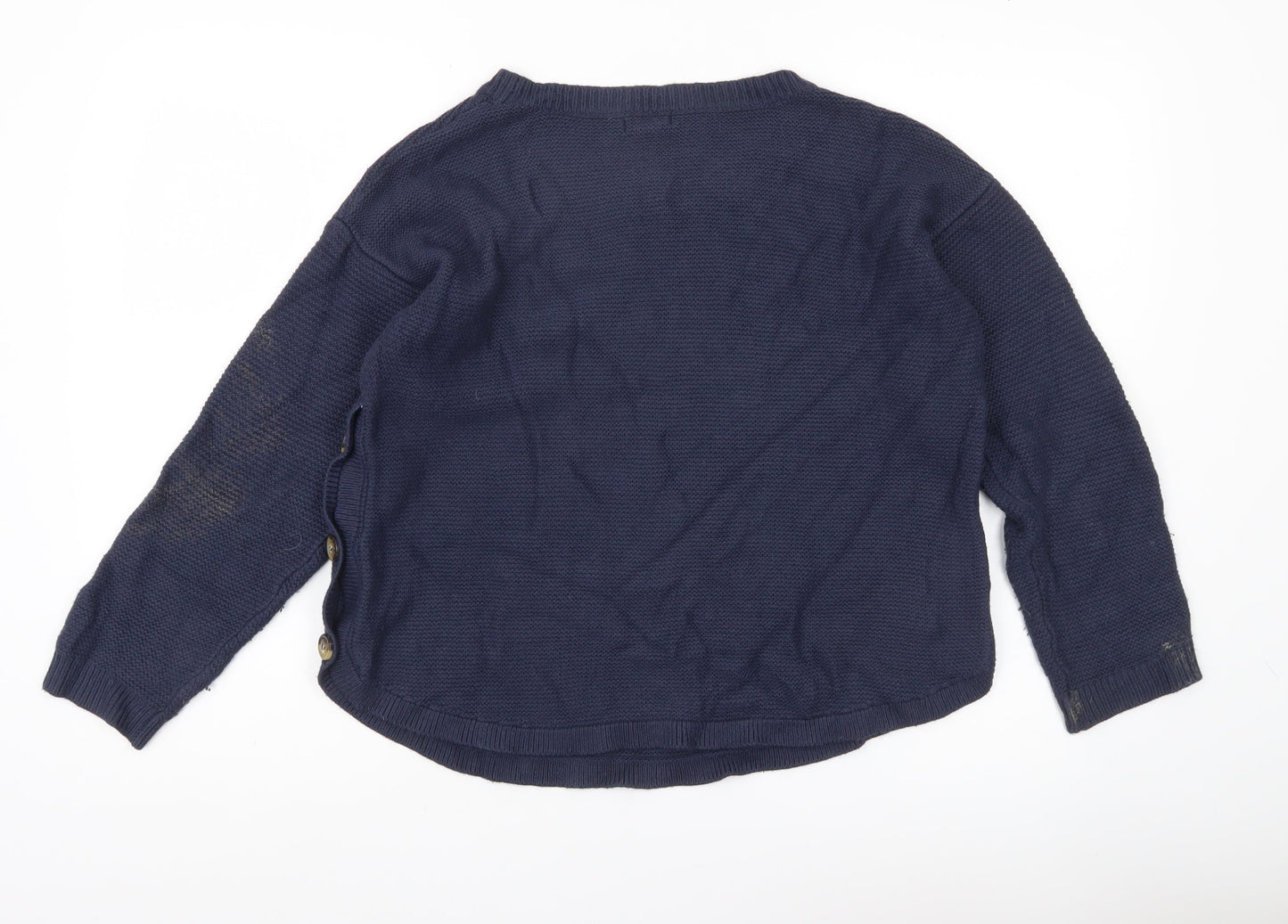 Fat Face Women’s Blue Crew Neck Button Jumper UK 12 Regular Fit