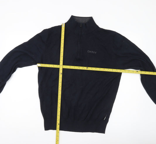 DKNY Golf Mens Blue L 1/4 Zip Mock Neck Pullover Jumper