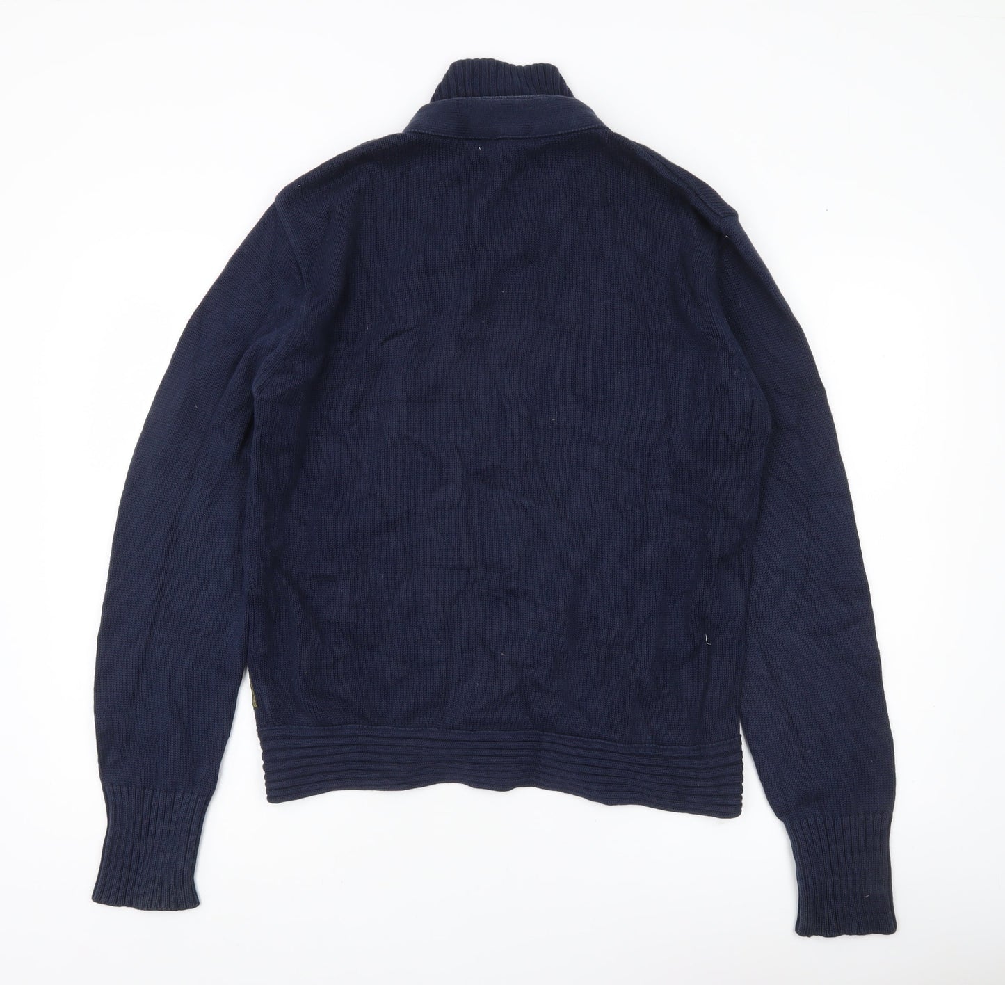 Armani Jeans Men’s Blue Cotton Full Zip Mock Neck Jumper M
