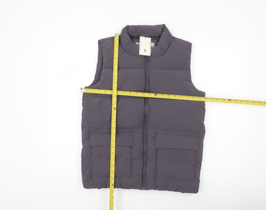 Tu Girls Grey Puffer Bodywarmer 13-14Y Regular Fit Quilted Zip Waistcoat