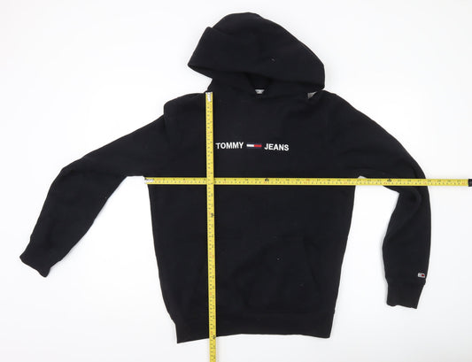 Tommy Jeans Men’s Black Pullover Hoodie Small Logo Embroidered