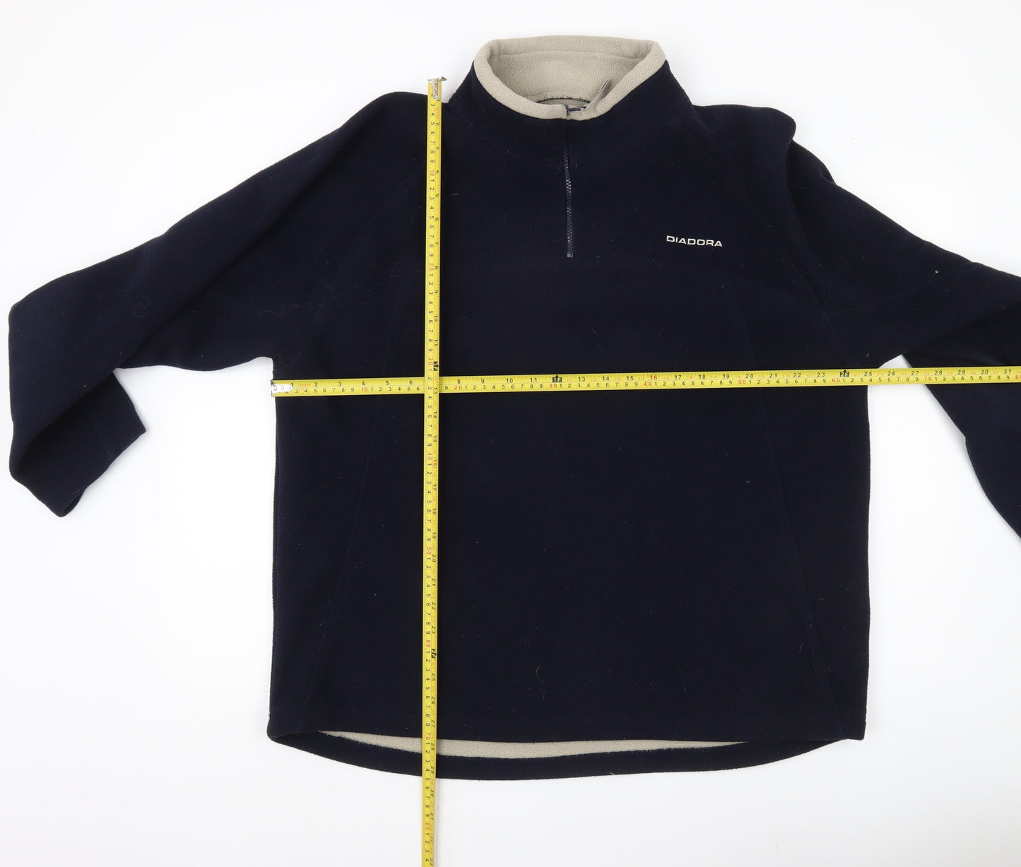Diadora Men’s Blue Fleece Pullover Sweatshirt 2XL Quarter Zip Outdoor