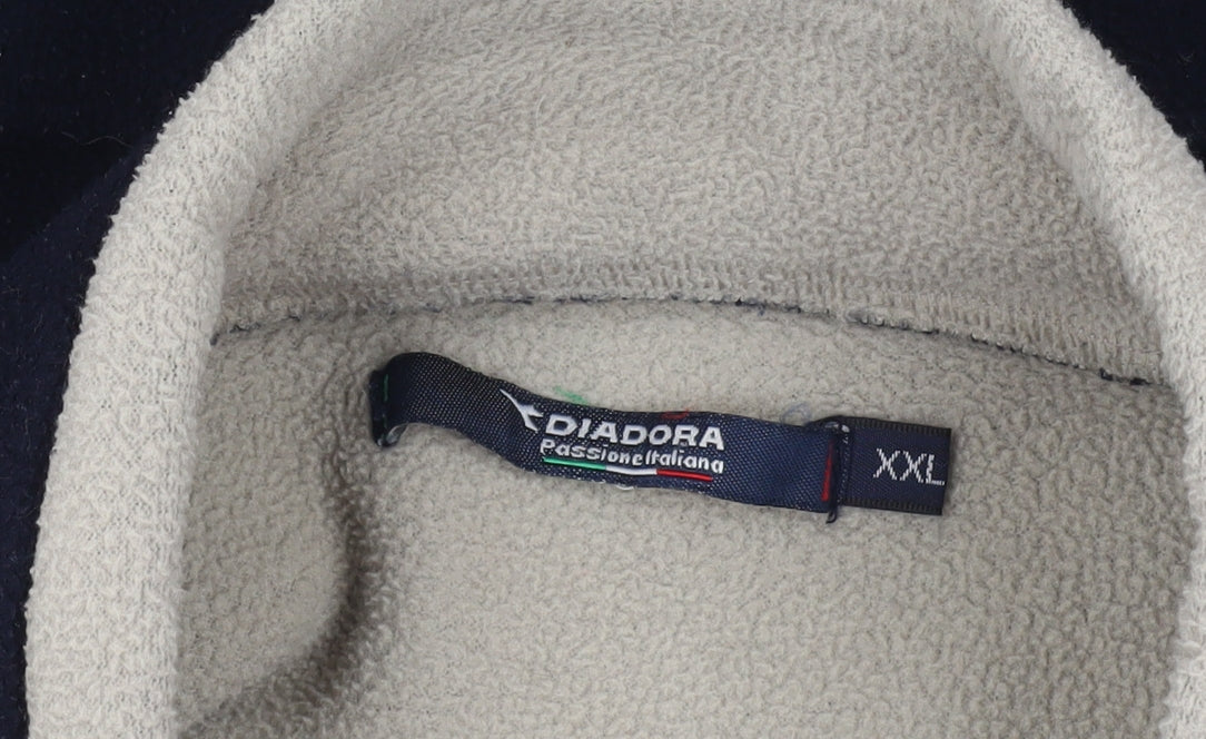 Diadora Men’s Blue Fleece Pullover Sweatshirt 2XL Quarter Zip Outdoor
