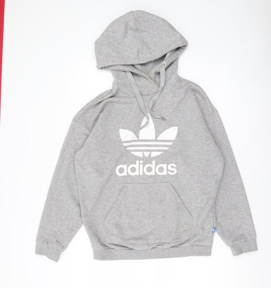 Adidas Mens Grey XL Pullover Hoodie Logo Sportswear Hoodie