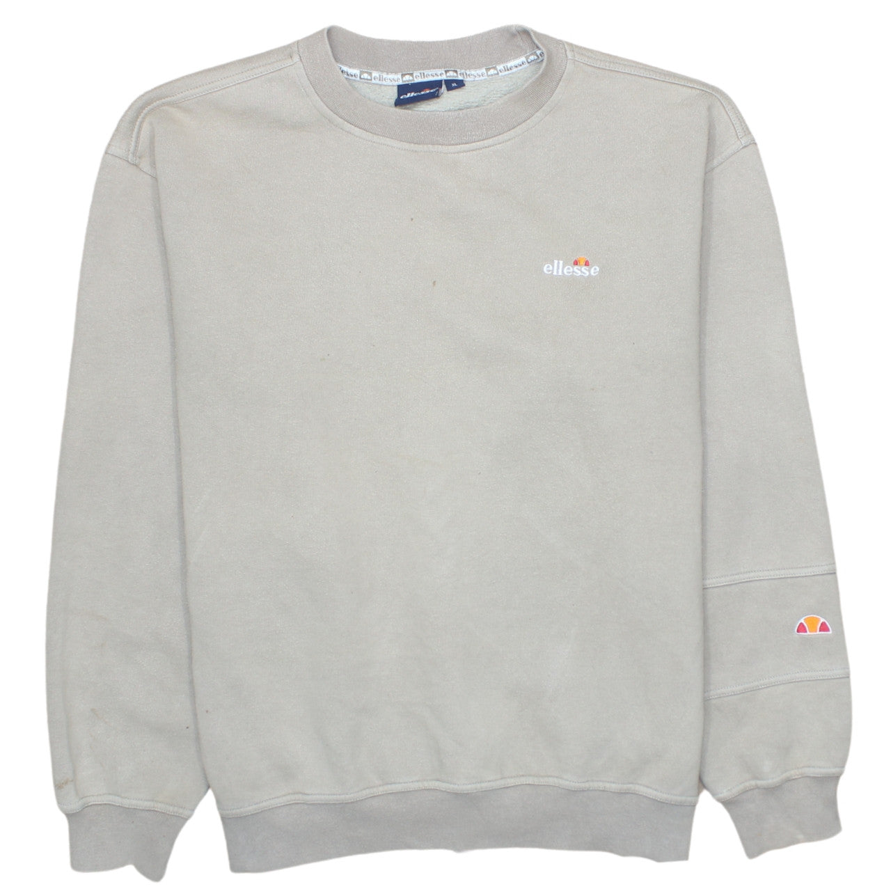 Ellesse Men’s Beige XL Sweatshirt Pullover Crew Neck Logo Cotton Blend