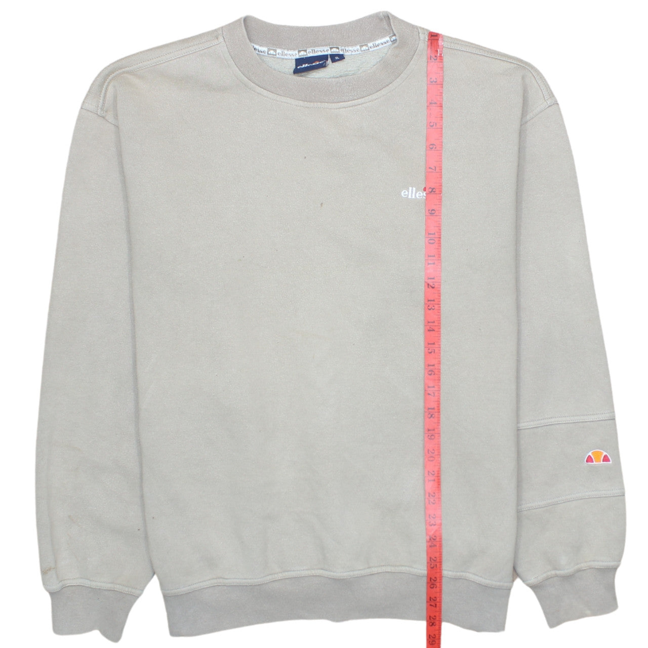 Ellesse Men’s Beige XL Sweatshirt Pullover Crew Neck Logo Cotton Blend