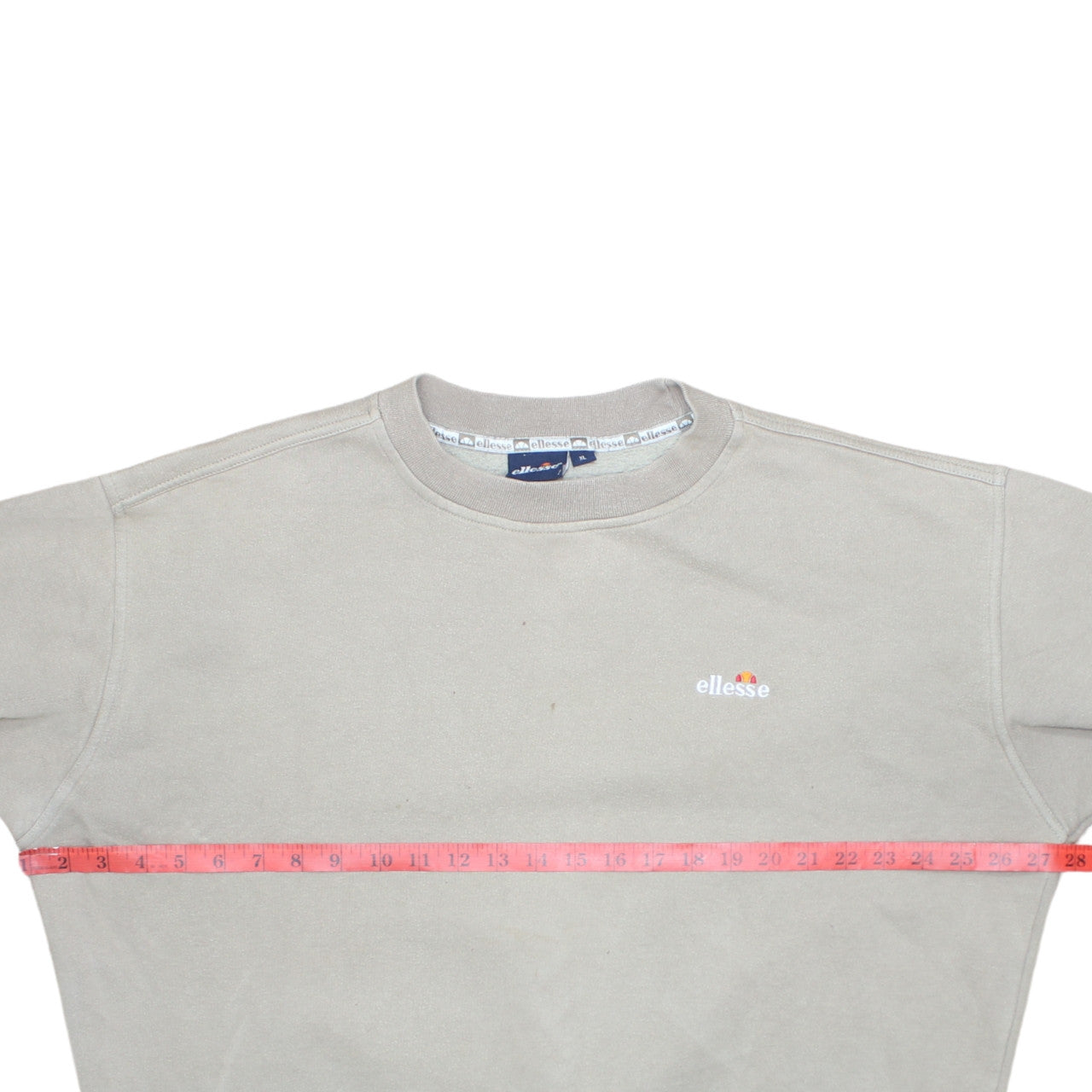 Ellesse Men’s Beige XL Sweatshirt Pullover Crew Neck Logo Cotton Blend