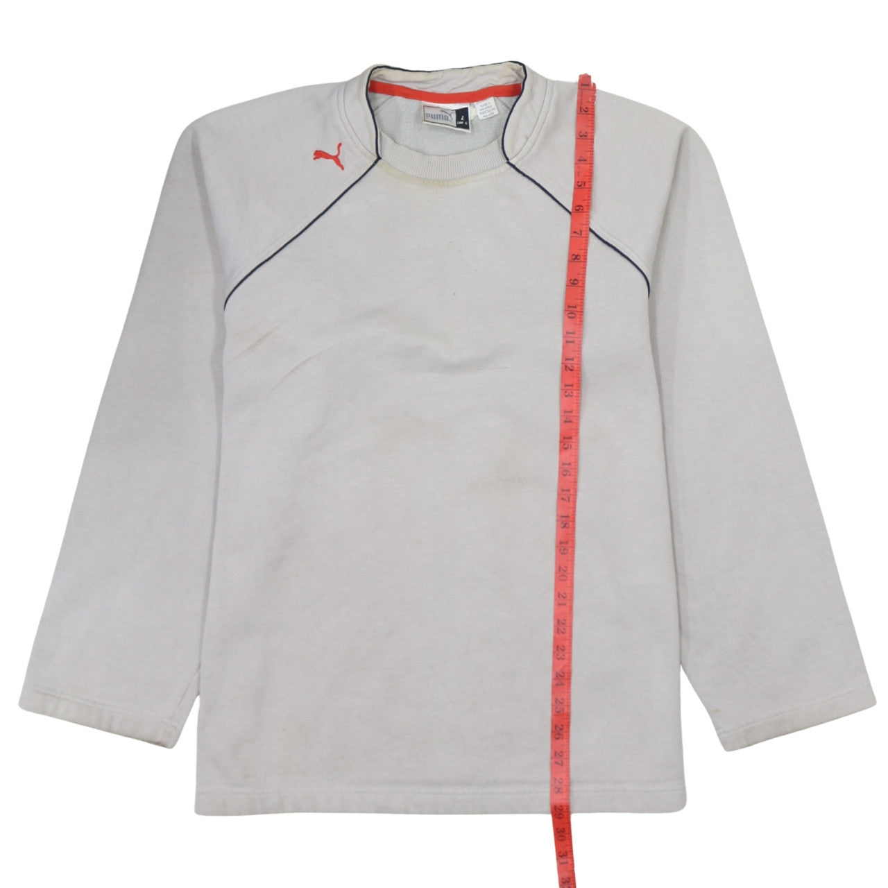 Puma Mens Beige Long Sleeve Crew Neck Pullover Sweatshirt Size L