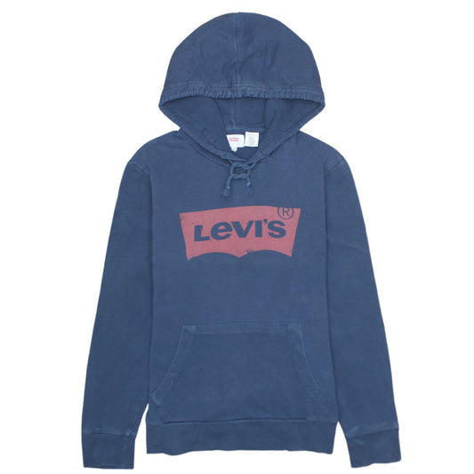 Levi's Men Blue Pullover Hoodie Small Logo Graphic Cotton