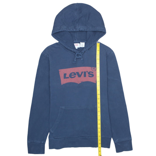 Levi's Men Blue Pullover Hoodie Small Logo Graphic Cotton