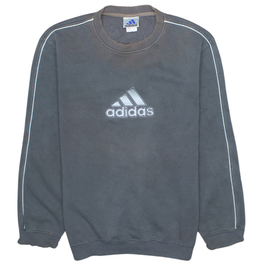 Additional front view of Adidas Men’s Grey Pullover Sweatshirt, size S, Crew Neck Logo