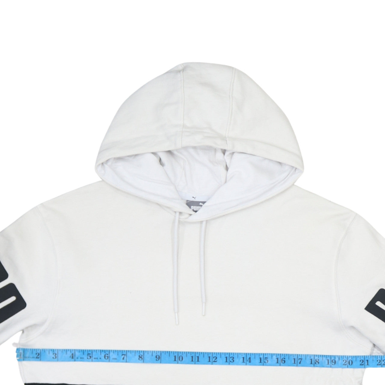 Puma Mens Small Black White Pullover Hoodie Sweatshirt Logo Sportswear