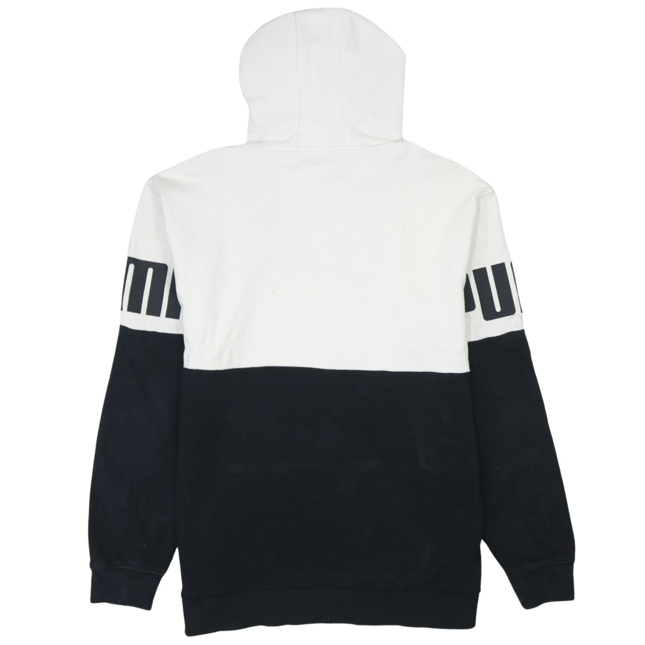 Puma Mens Small Black White Pullover Hoodie Sweatshirt Logo Sportswear