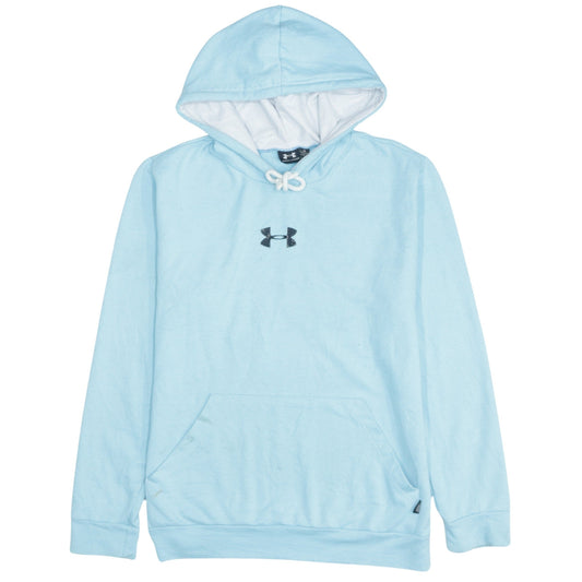 Under Armour Womens Blue Pullover Hoodie Medium Cotton Logo Sportswear