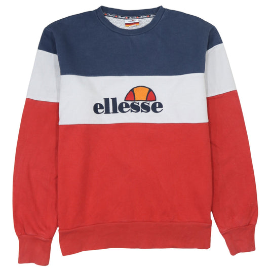 Ellesse Men’s XS Blue White Red Crew Neck Sweatshirt Retro Logo