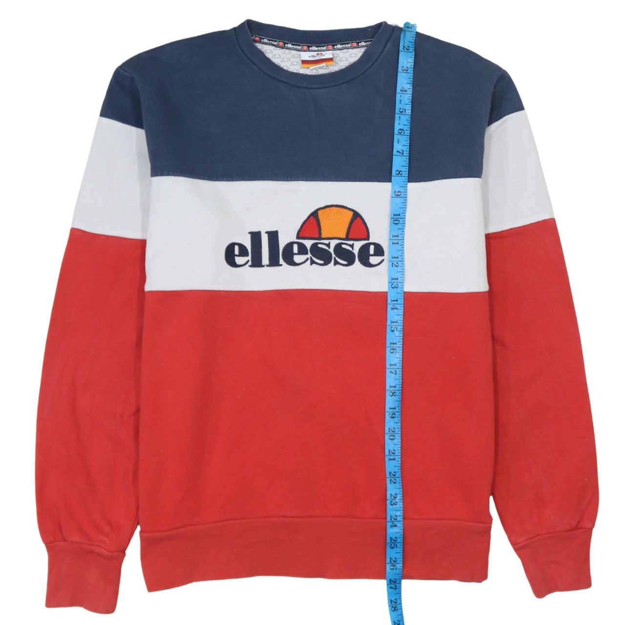 Ellesse Men’s XS Blue White Red Crew Neck Sweatshirt Retro Logo