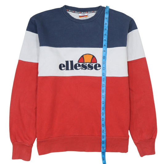 Ellesse Men’s XS Blue White Red Crew Neck Sweatshirt Retro Logo
