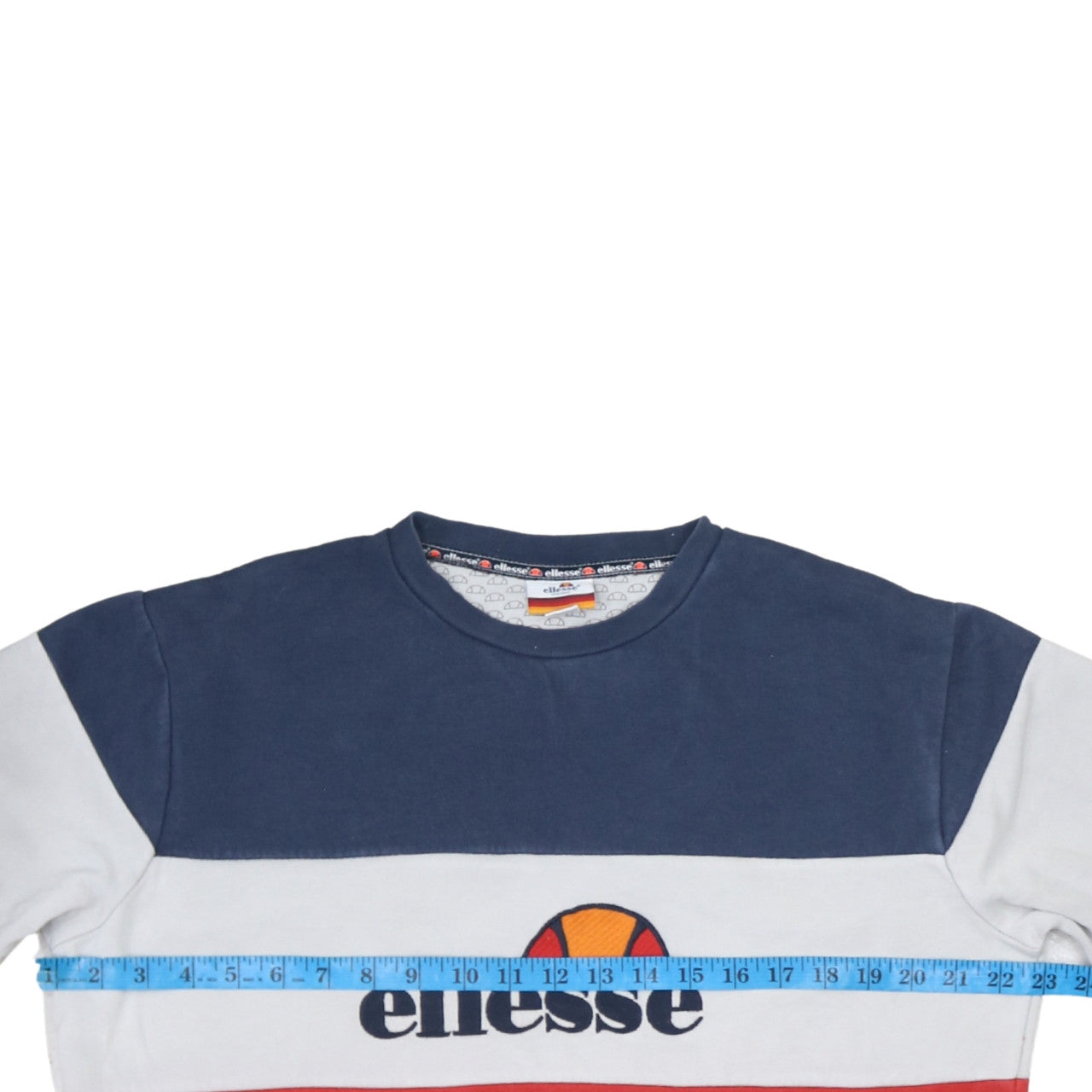Ellesse Men’s XS Blue White Red Crew Neck Sweatshirt Retro Logo