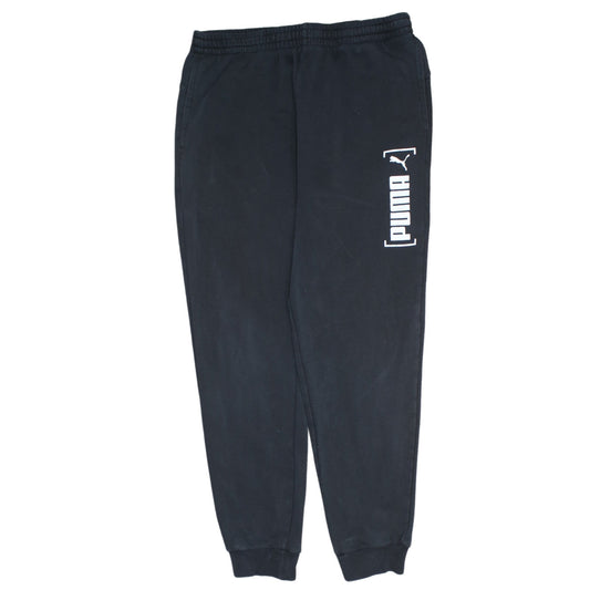 Puma Mens Black L Sweatpants Joggers Elastic Waist Logo Tapered