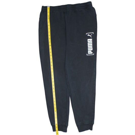 Puma Mens Black L Sweatpants Joggers Elastic Waist Logo Tapered