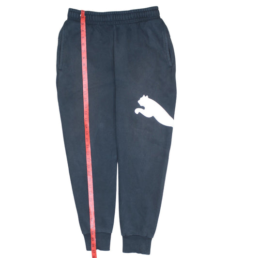 Puma Men’s Black Sweatpants S Logo Tapered Cotton Blend