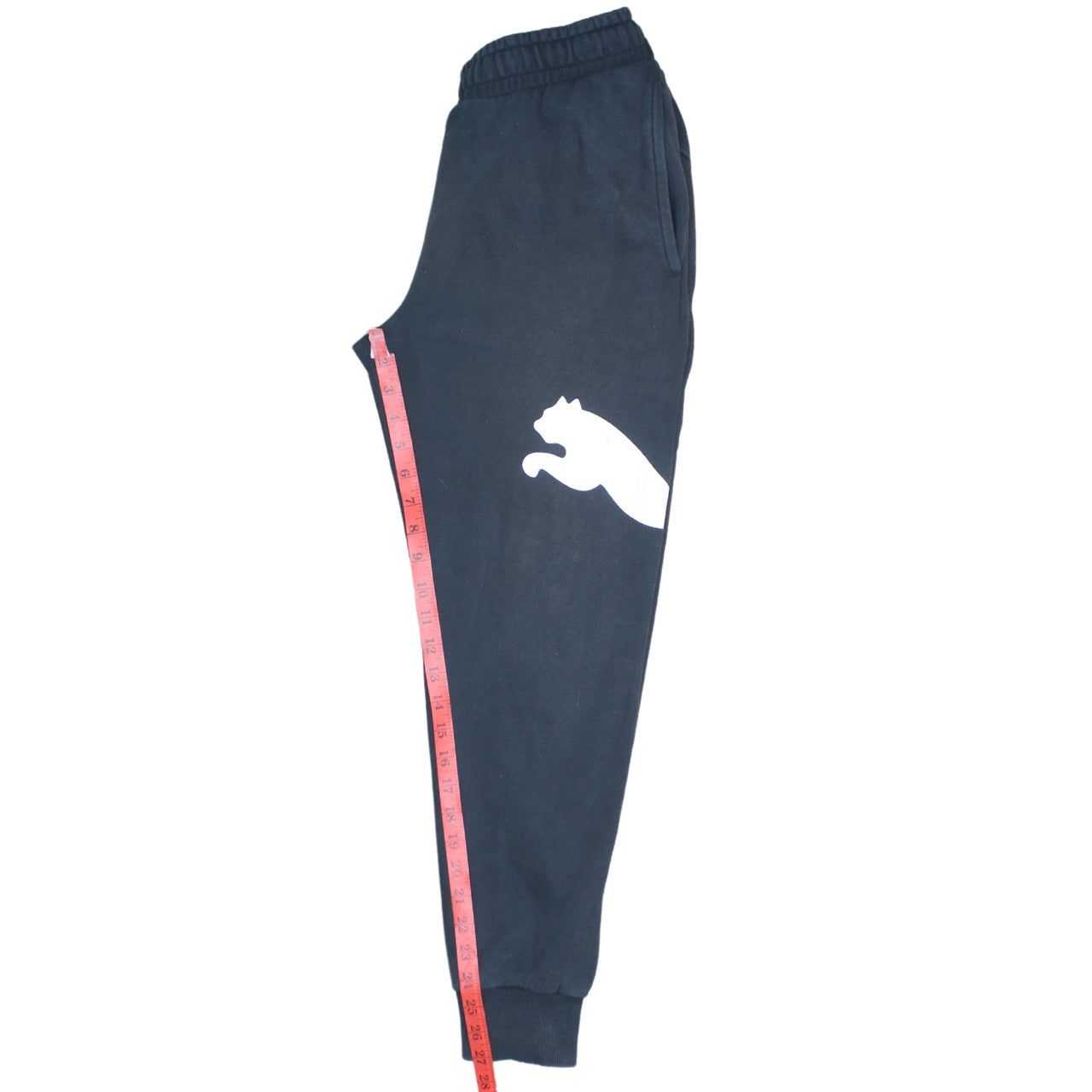 Puma Men’s Black Sweatpants S Logo Tapered Cotton Blend