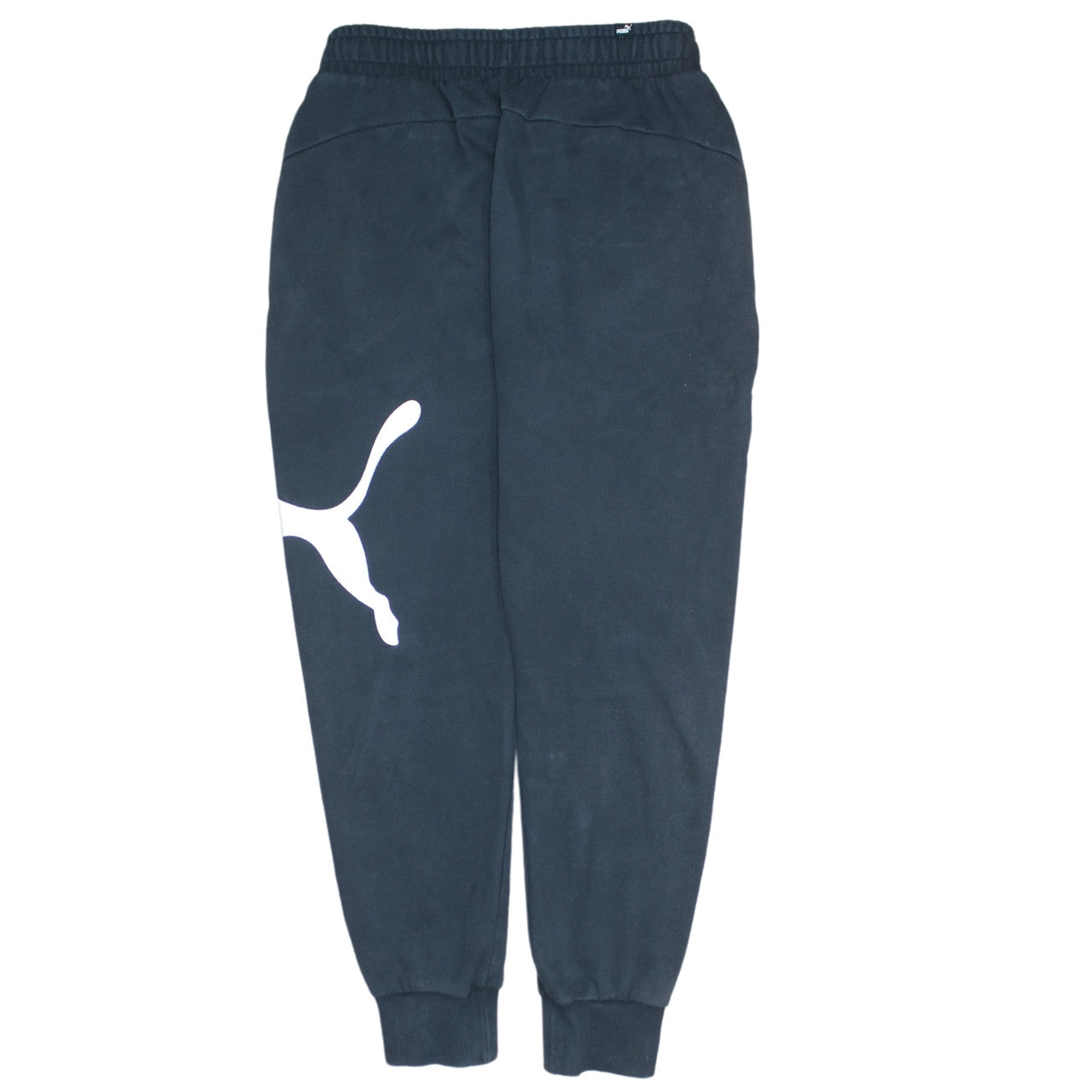 Puma Men’s Black Sweatpants S Logo Tapered Cotton Blend