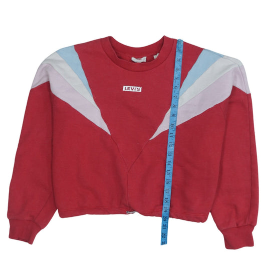 Levi's Womens Red Colourblock Sweatshirt Medium Classic Fit
