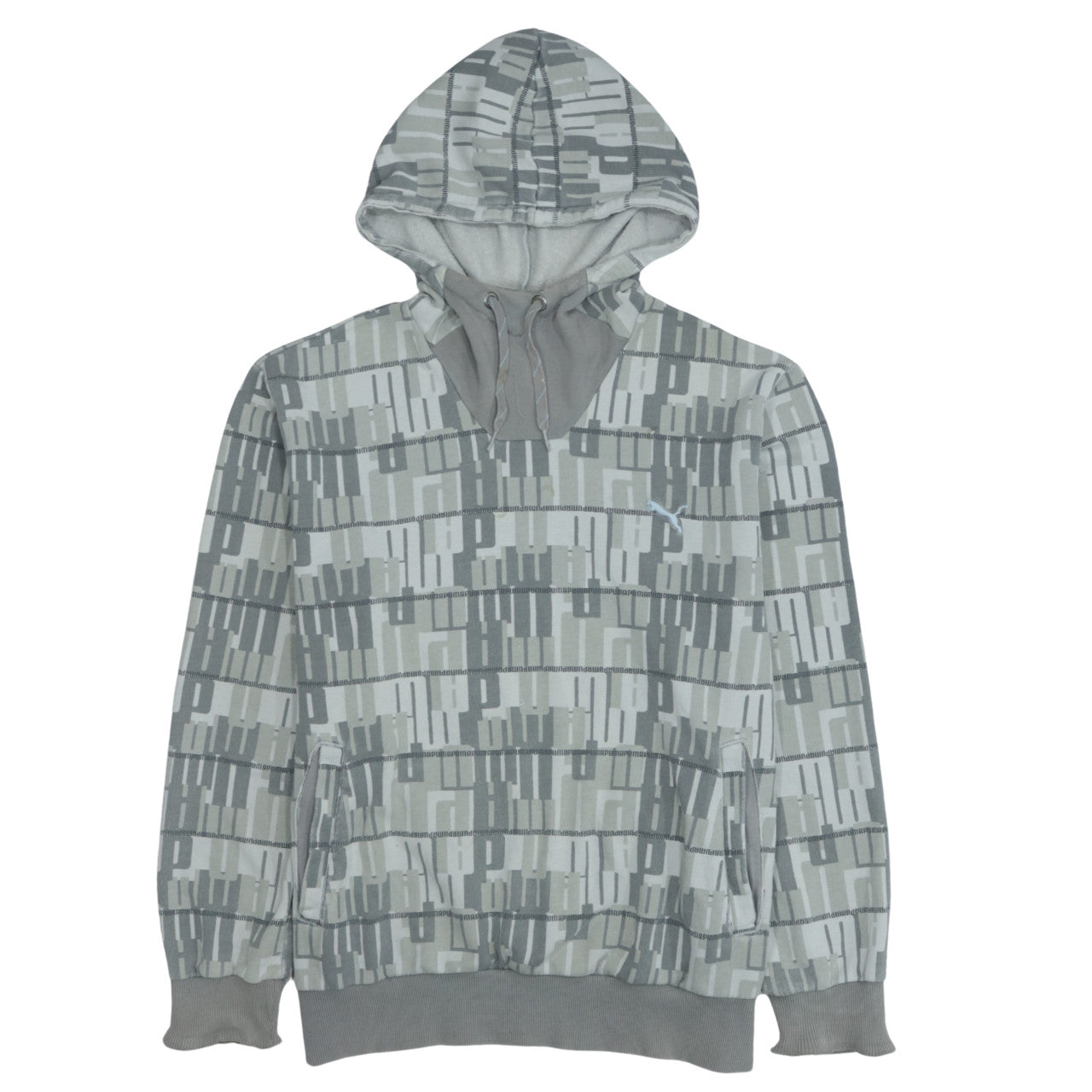 Puma Mens Grey Pullover Hoodie L Sports Logo Graphic Fleece