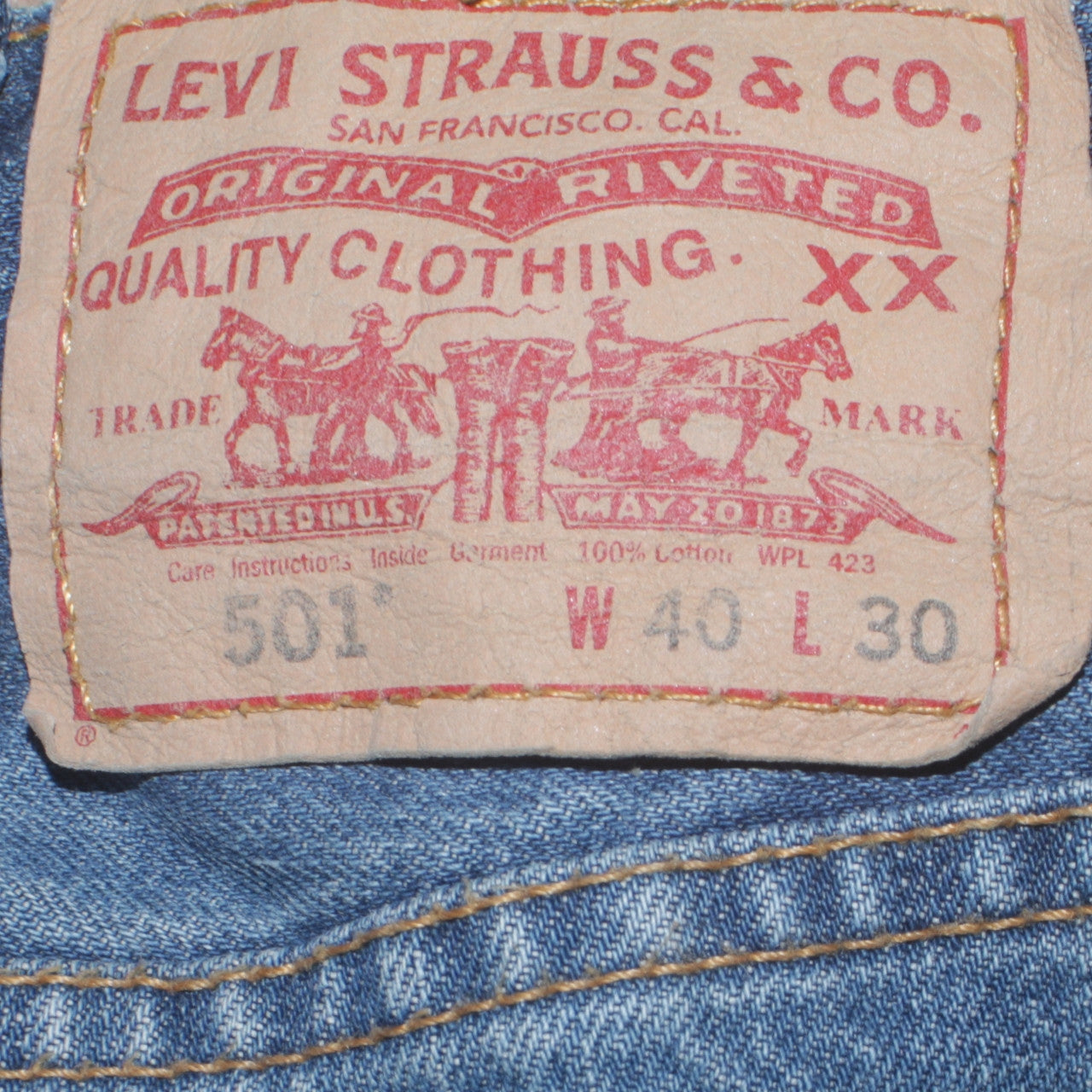 Levi's 501 Men's Blue Straight Leg Jeans W40 L30 Cotton Denim