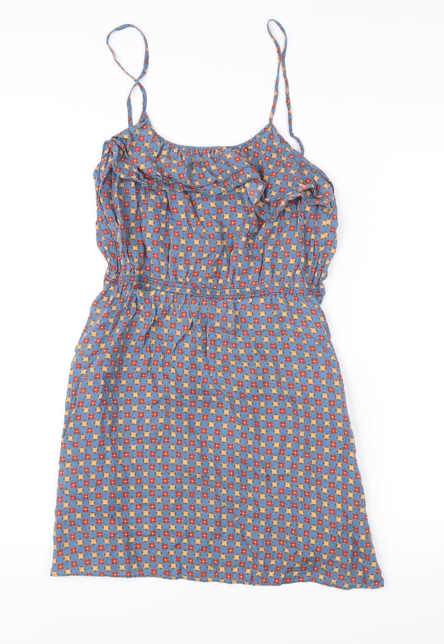 Jack Wills Womens Blue Floral Silk Cotton Slip Dress UK 10 Summer