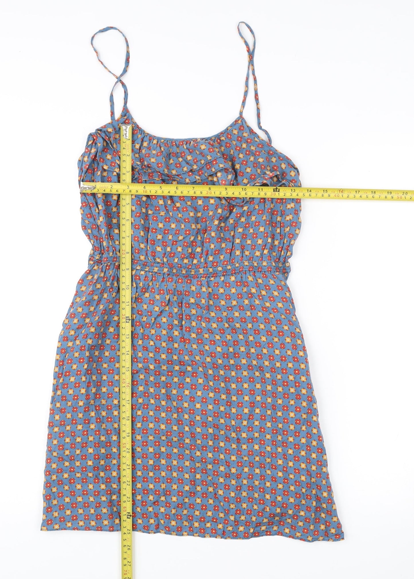 Jack Wills Womens Blue Floral Silk Cotton Slip Dress UK 10 Summer
