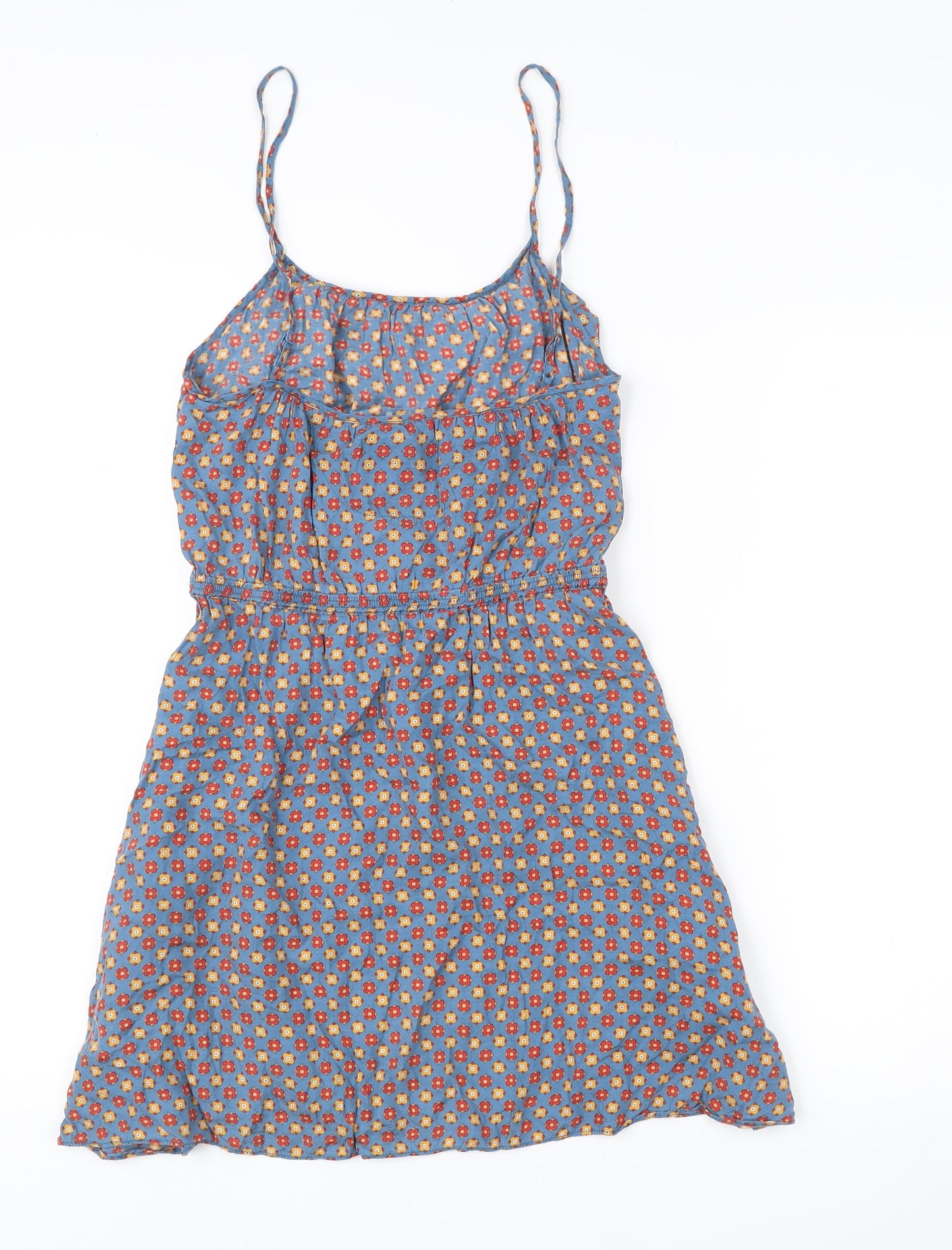 Jack Wills Womens Blue Floral Silk Cotton Slip Dress UK 10 Summer