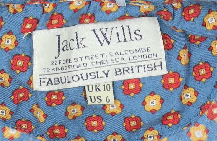 Jack Wills Womens Blue Floral Silk Cotton Slip Dress UK 10 Summer