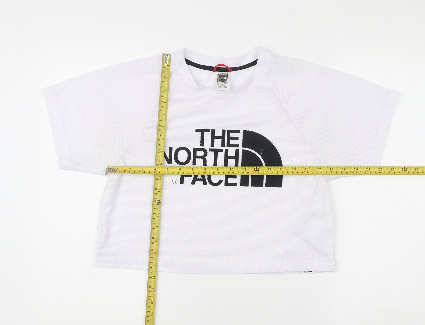 The North Face Womens White Cropped T-Shirt S Relaxed Fit Logo Sportswear