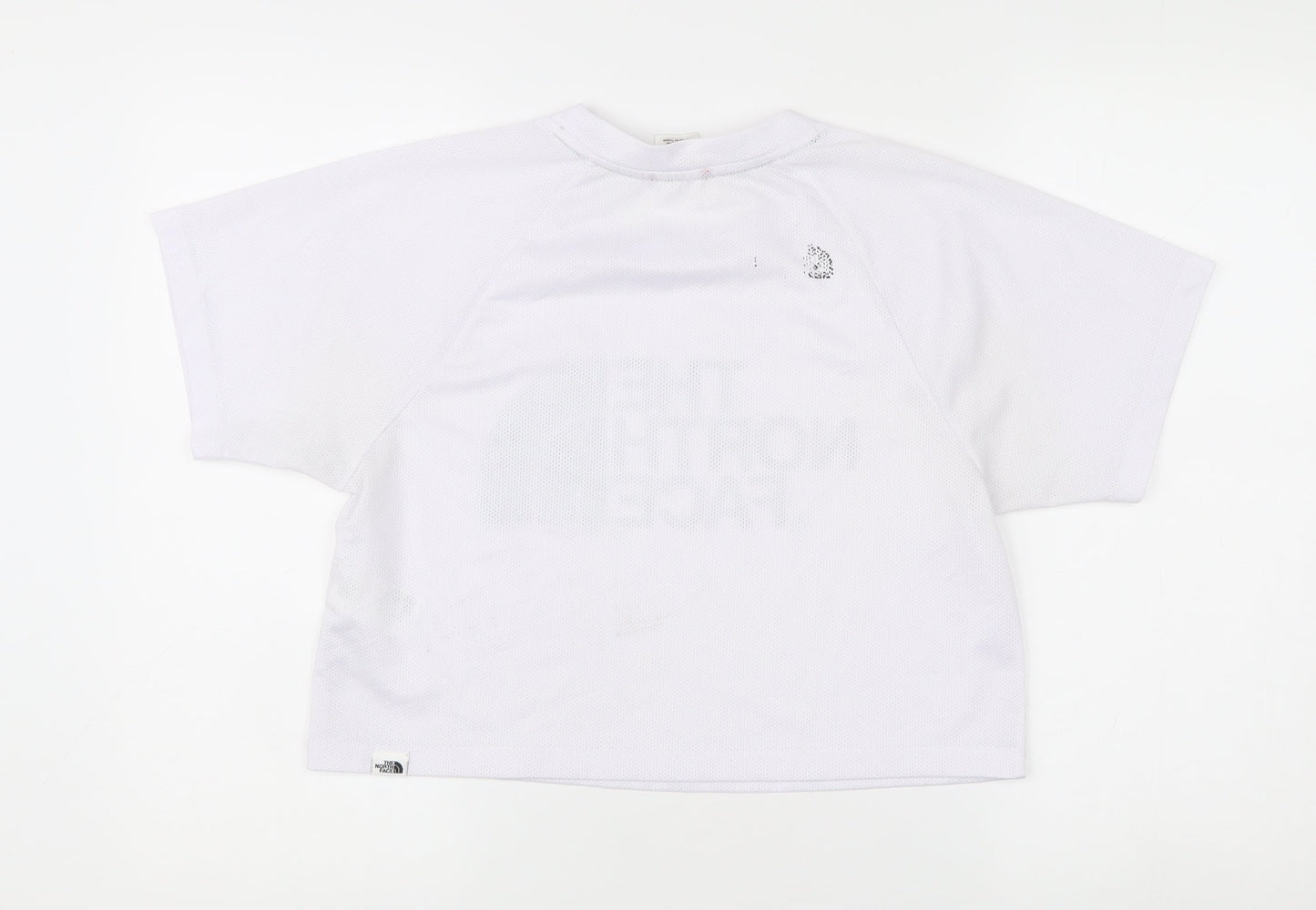 The North Face Womens White Cropped T-Shirt S Relaxed Fit Logo Sportswear