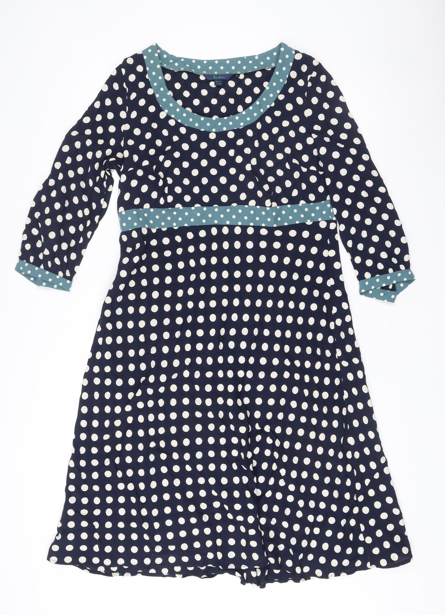 Boden Women’s Blue Polka Dot A-Line Knee Length Dress Size 16