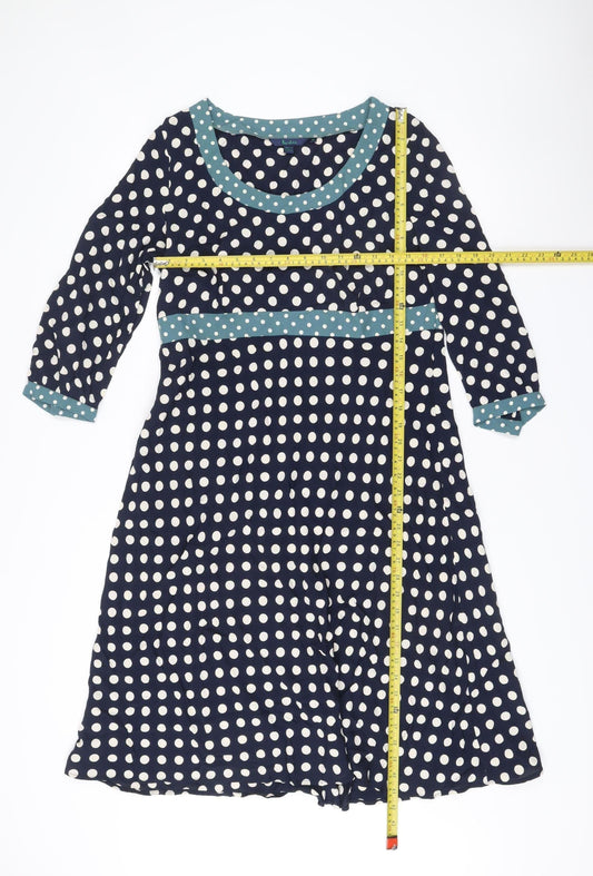 Boden Women’s Blue Polka Dot A-Line Knee Length Dress Size 16