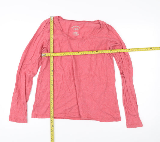 FatFace Women Pink Long Sleeve Cotton Scoop Neck T-Shirt L