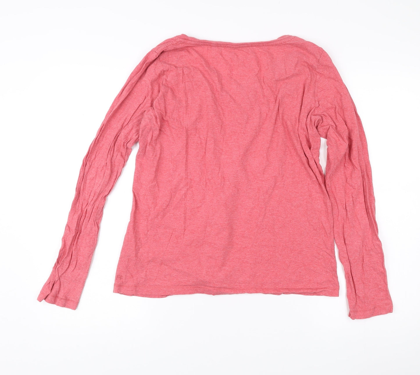 FatFace Women Pink Long Sleeve Cotton Scoop Neck T-Shirt L
