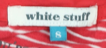 White Stuff Womens Red Striped Cotton T-Shirt Size 8